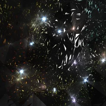 Galactic vector background of random triangles and lines. Bright stars and Stock Illustration