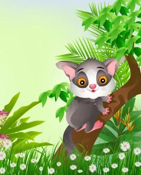 Galago on tree Stock-Illustration
