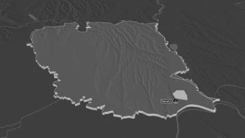 Gala?i, Romania. Bilevel elevation map with surface waters Stock Illustration