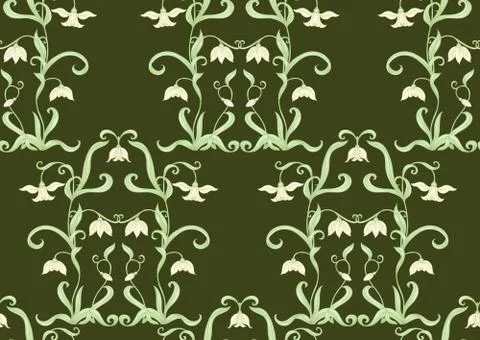 Galanthus, snowdrop, nivalis. Seamless pattern Stock Illustration