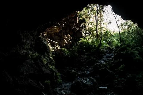 Galapagos Cave Light Path Stock Photos