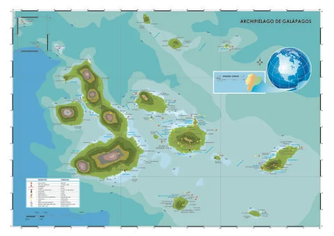 Galapagos Dive location map Stock Illustration