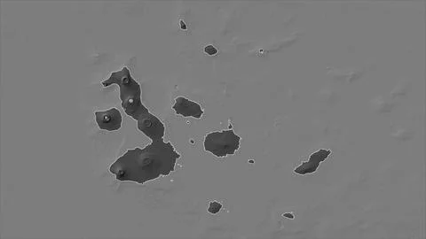Galapagos - Ecuador outlined on a Bilevel elevation map with lakes and rivers Stock Illustration