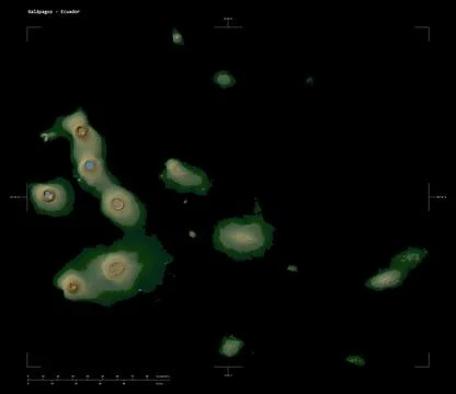 Galapagos - Ecuador shape on black. Physical Stock Illustration