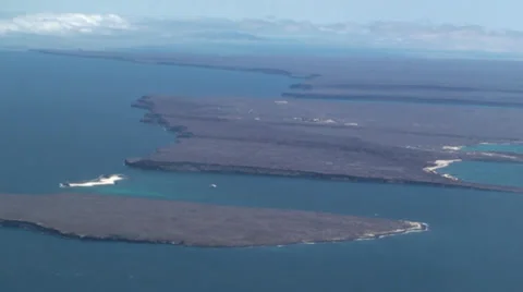 Galapagos Islands from Air Santa Cruz Baltra Seymour Stock Footage