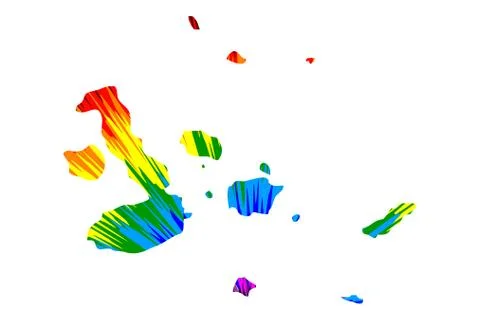 Galapagos Islands - map is designed rainbow abstract colorful pattern Stock Illustration