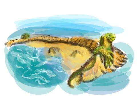 Galapagos landscape Stock Illustration