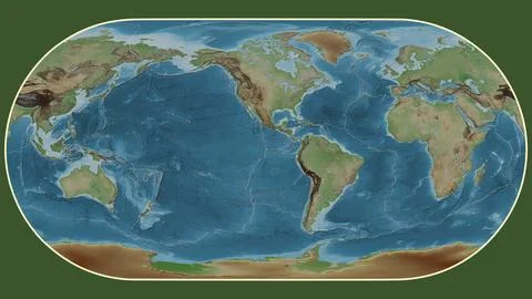 Galapagos plate - global map. Eckert III. Topografic Stock Illustration