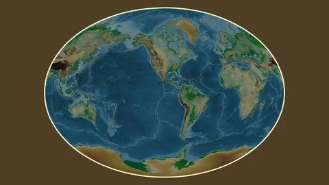 Galapagos plate - global map. Fahey. Physical Stock Illustration