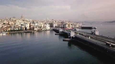 Galata Bridge to the Karakoy Video stock 147127399