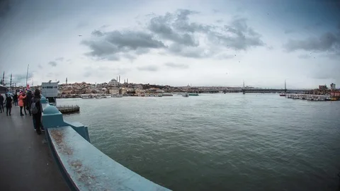 Galata Bridge Time Lapse Video stock 122596029