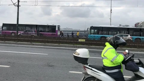 Galata bridge traffic flow Stock Footage 145288450