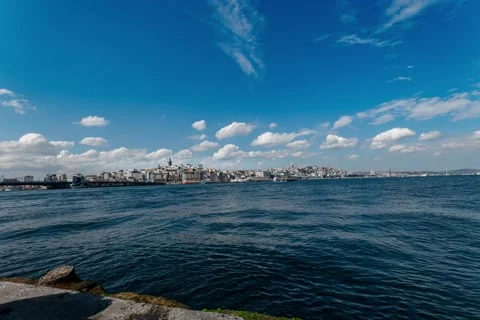 Galata Landscape Timelapse with Clouds Stock Footage 153355777