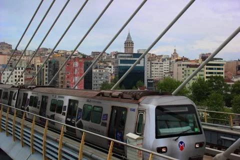 Galata tower and subway Stock Photos