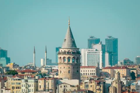 Galata Tower cityscape Stock Photos