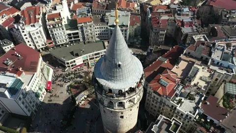 Galata Tower drone view Video stock 219467223
