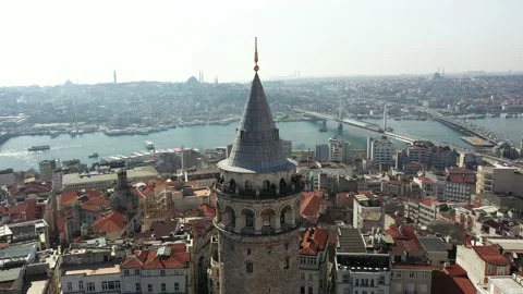 Galata Tower drone view Video stock 219467564