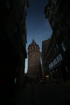 Galata tower in the evening Stock Photos