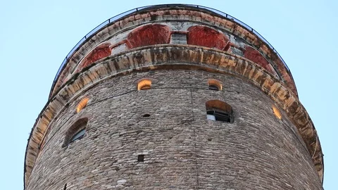 Galata Tower at Galata District of Beyoglu in Istanbul, Turkey Stock Footage 71380867