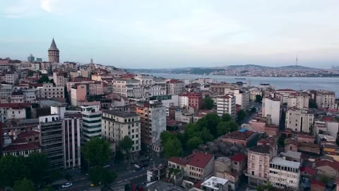 Galata tower in Istanbul, Turkey. Stock Footage 194512349