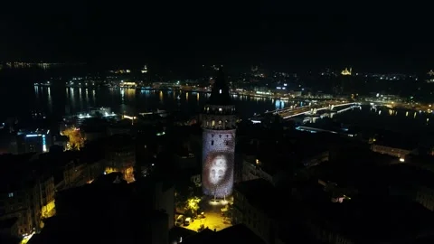 Galata tower light show Stock Footage 233987414