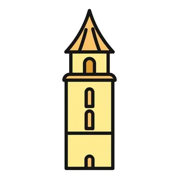 Galata tower line fill icon concept Stock Illustration