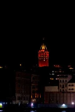 Galata tower at night Stock Photos