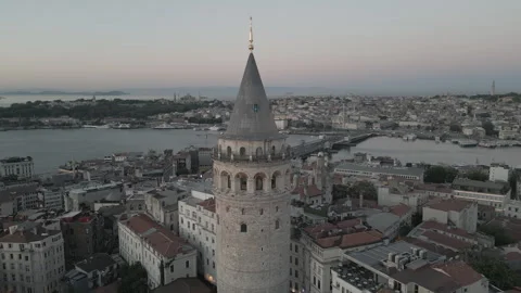 Galata Tower sunrise Video stock 312568775
