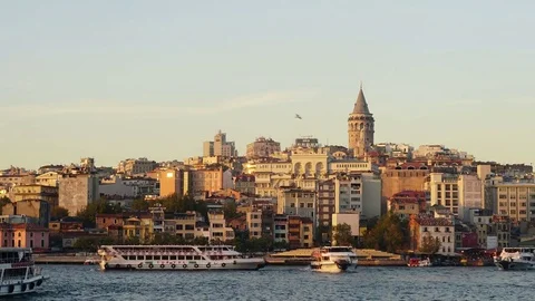 Galata Tower At Sunset  Video stock 81320601