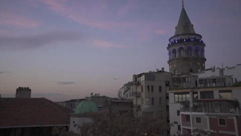 Galata Tower at sunset Stock Footage 266134105