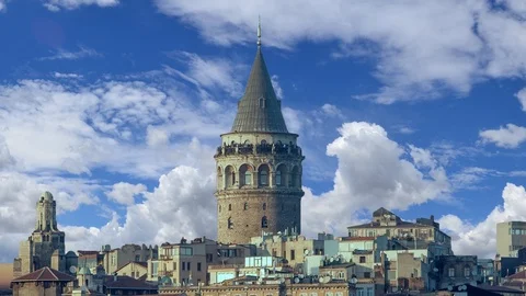Galata Tower Time Lapse Stock Footage 91490504