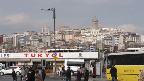Galata Tower Wide Angle Stock Footage 169386667