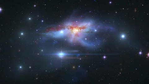 Galaxies Collide to Create Galaxy stars zoom Stock Footage 119422286