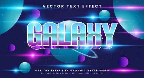 Galaxy 3d editable text effect Template Premium Stock Illustration