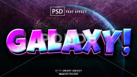 Galaxy 3d text effect editable PSD Template