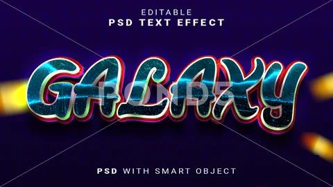 Galaxy 3d Text Effect Editable PSD Plantilla PSD