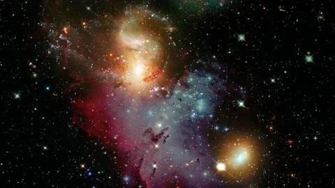 Galaxy and nebula in deep space. Elements of this image furnished by NASA. Stock Photos
