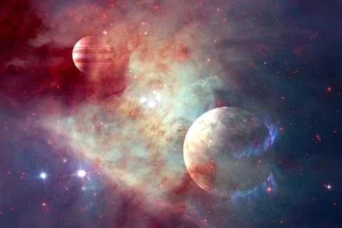 Galaxy and planet in outer space. Elements of this image furnished by NASA 스톡 일러스트