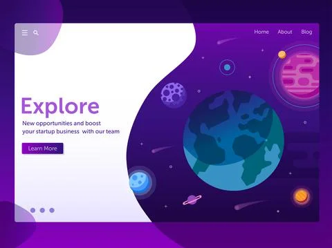 Galaxy and Space Explore Gradient Web Banner Stock Illustration