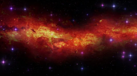 Galaxy and Stars. Loopable. Orange Video stock 36799909