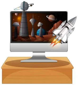Galaxy background on computer screen 스톡 일러스트