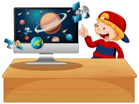 Galaxy background on computer screen Stock Illustration