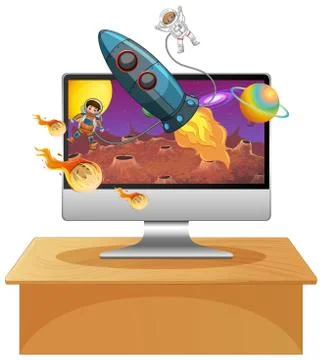 Galaxy background on computer screen 스톡 일러스트