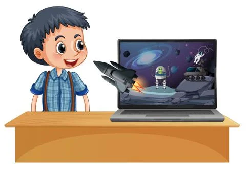 Galaxy background on computer screen Illustrazione stock