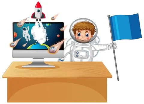 Galaxy background on computer screen Stock Illustration