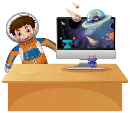 Galaxy background on computer screen Stock Illustration