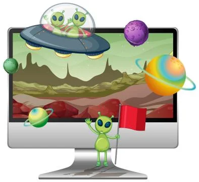 Galaxy background on computer screen 스톡 일러스트
