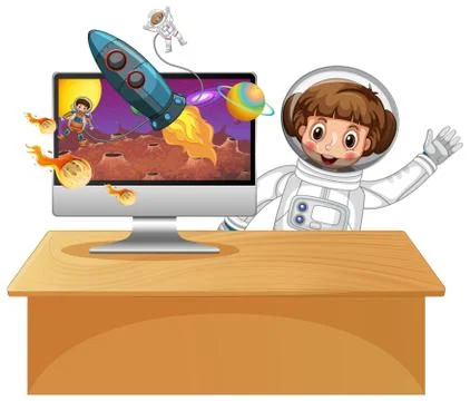 Galaxy background on computer screen Stock Illustration