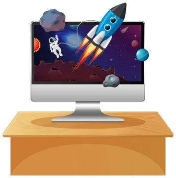 Galaxy background on computer screen 스톡 일러스트