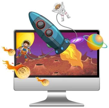 Galaxy background on computer screen Stock Illustration